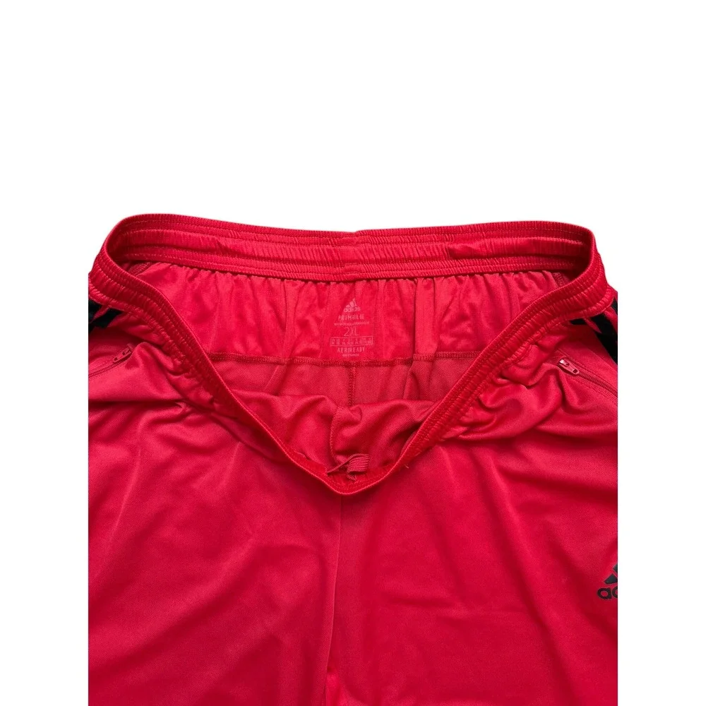 Adidas Mens Primeblue Aeroready Athletic Training Shorts Red Black 3 Stripe 2XL